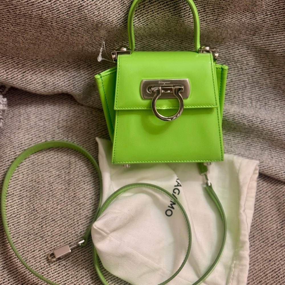 Ferragamo Iconic mini green NEw